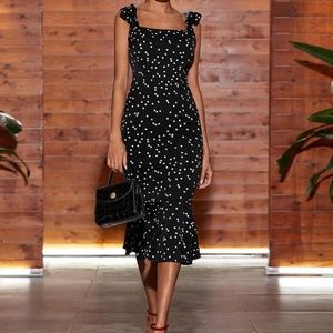 SHEIN black white polka dot midi sleeveless dress